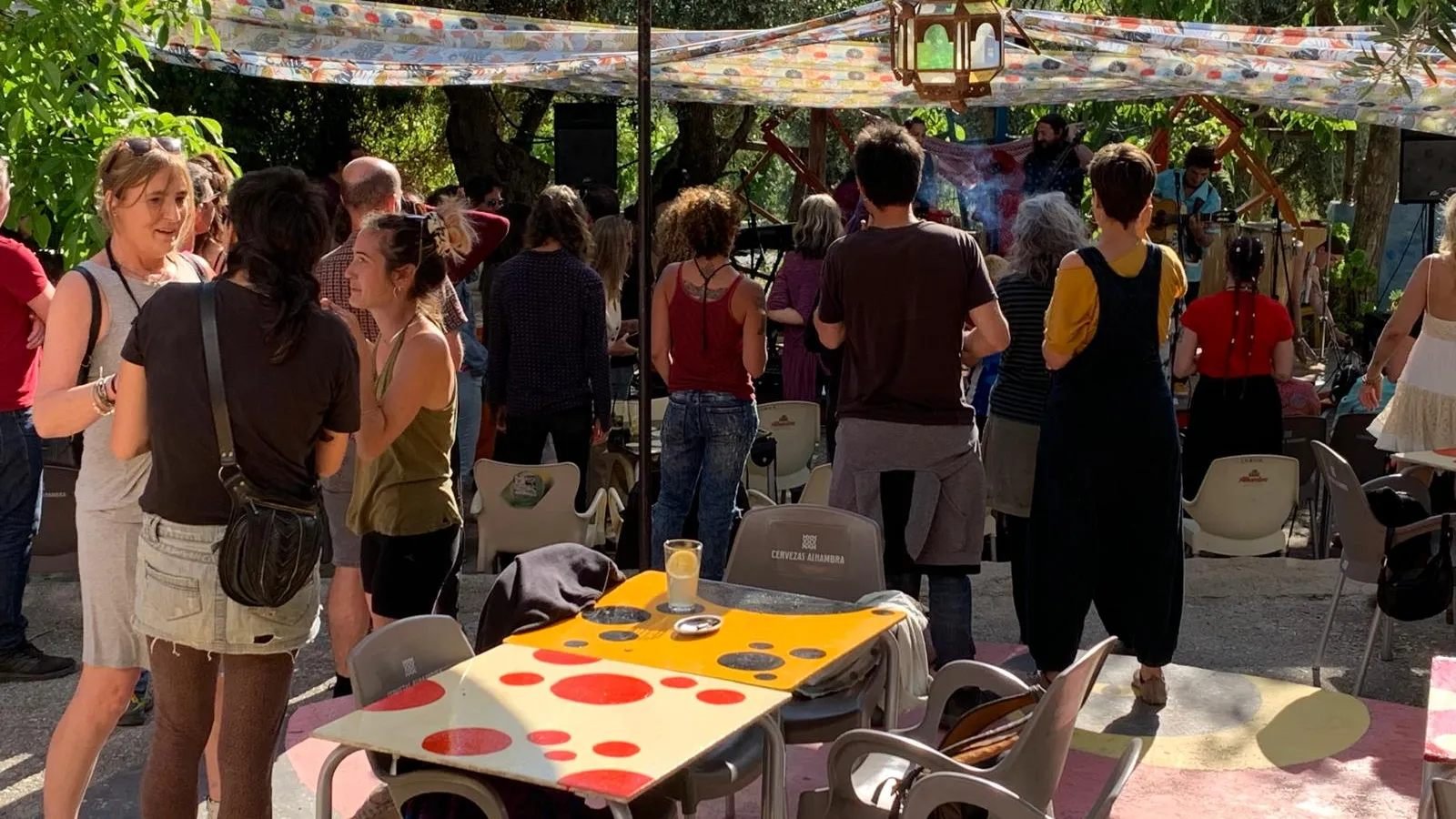 Live music and dancing at a village festival